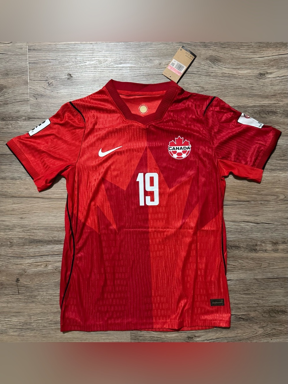 Nike Red Canada Soccer Jersey #19 with White Accents